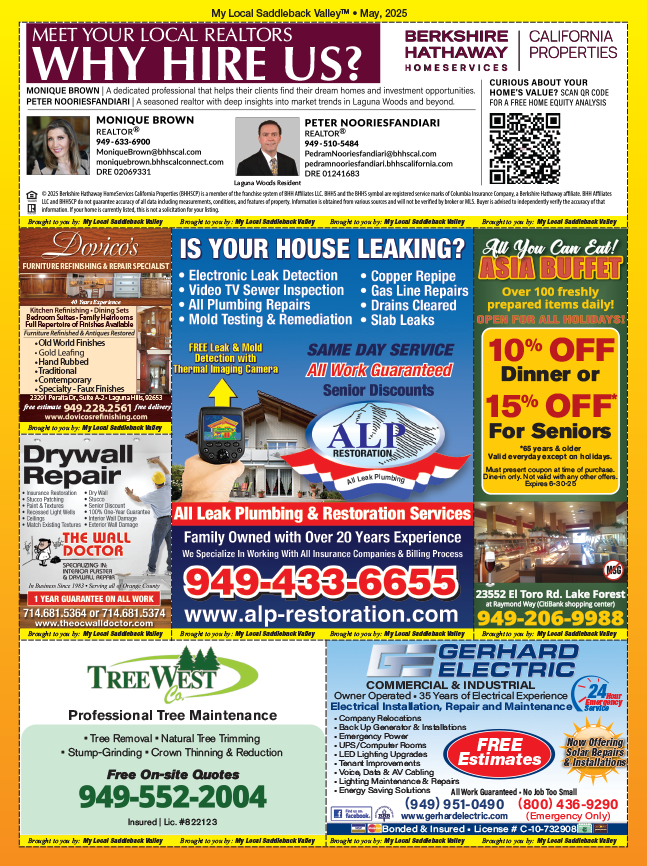 My Local Saddleback Valley digital marketing publications May 2025.