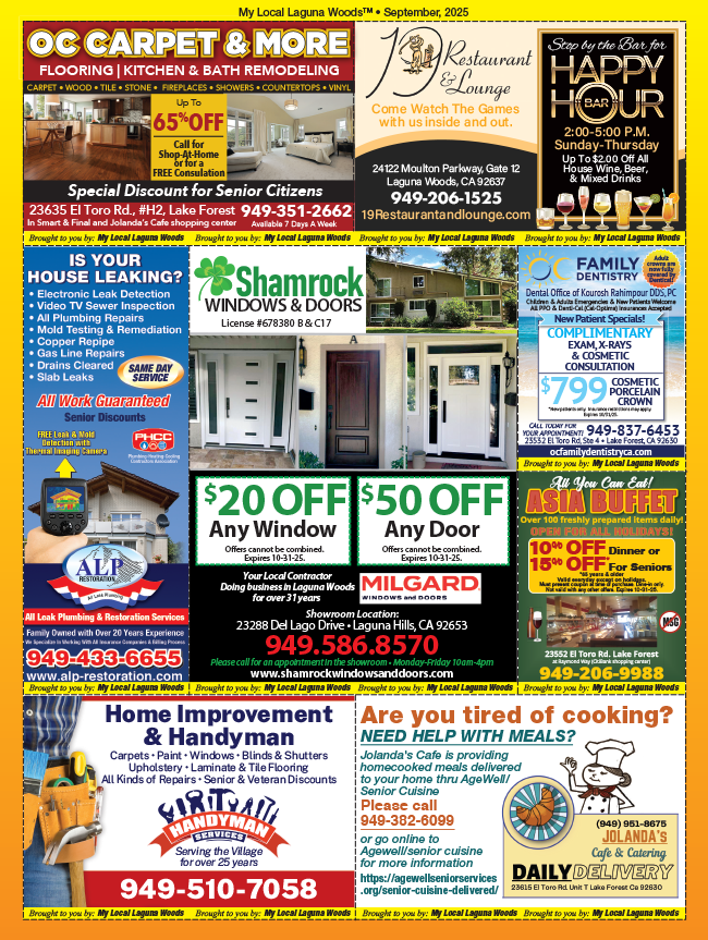 Digital publication for My Local Laguna Woods Sept 2025.